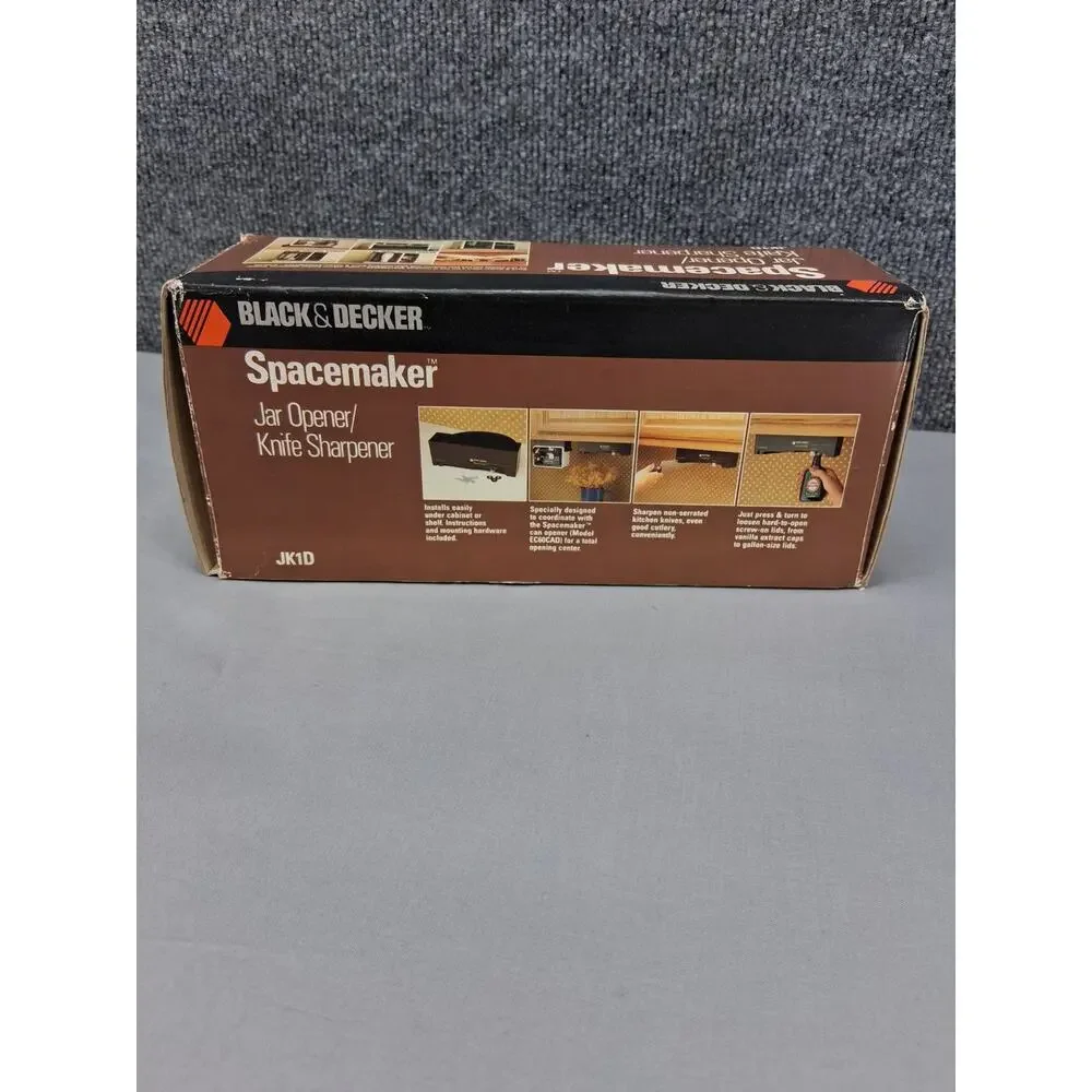 Vintage Black & Decker Spacemaker Jar Opener Knife Sharpener JK1D Black New